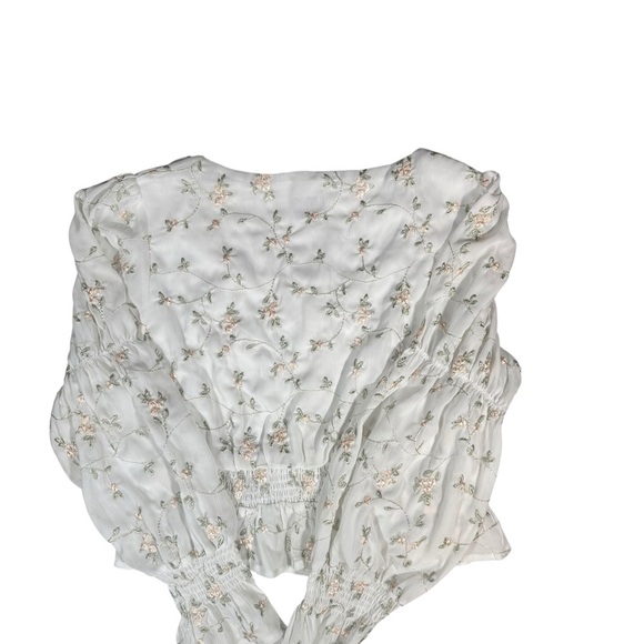 ARULA Cream Floral Blouse with Ruffle Detail - Picture 5 of 14